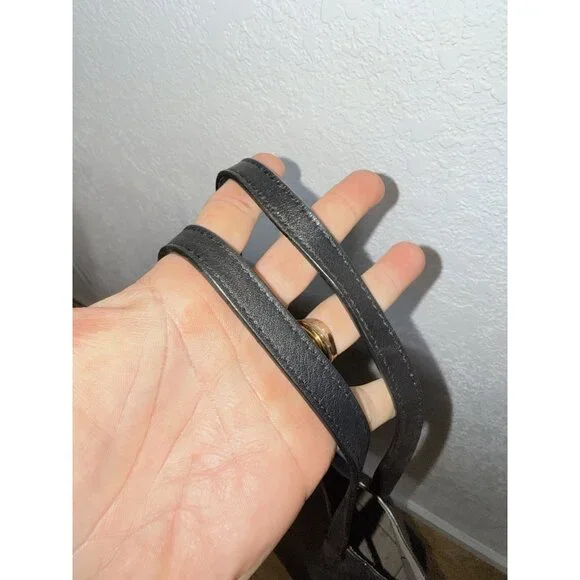 Michael Kors Soft Leather Tote Shoulder Bag Large Black/Gold MK Logo Suede - Picture 6 of 7